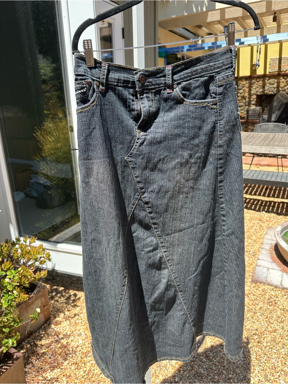 Vintage Women's Dark Gray Denim Maxi Skirt